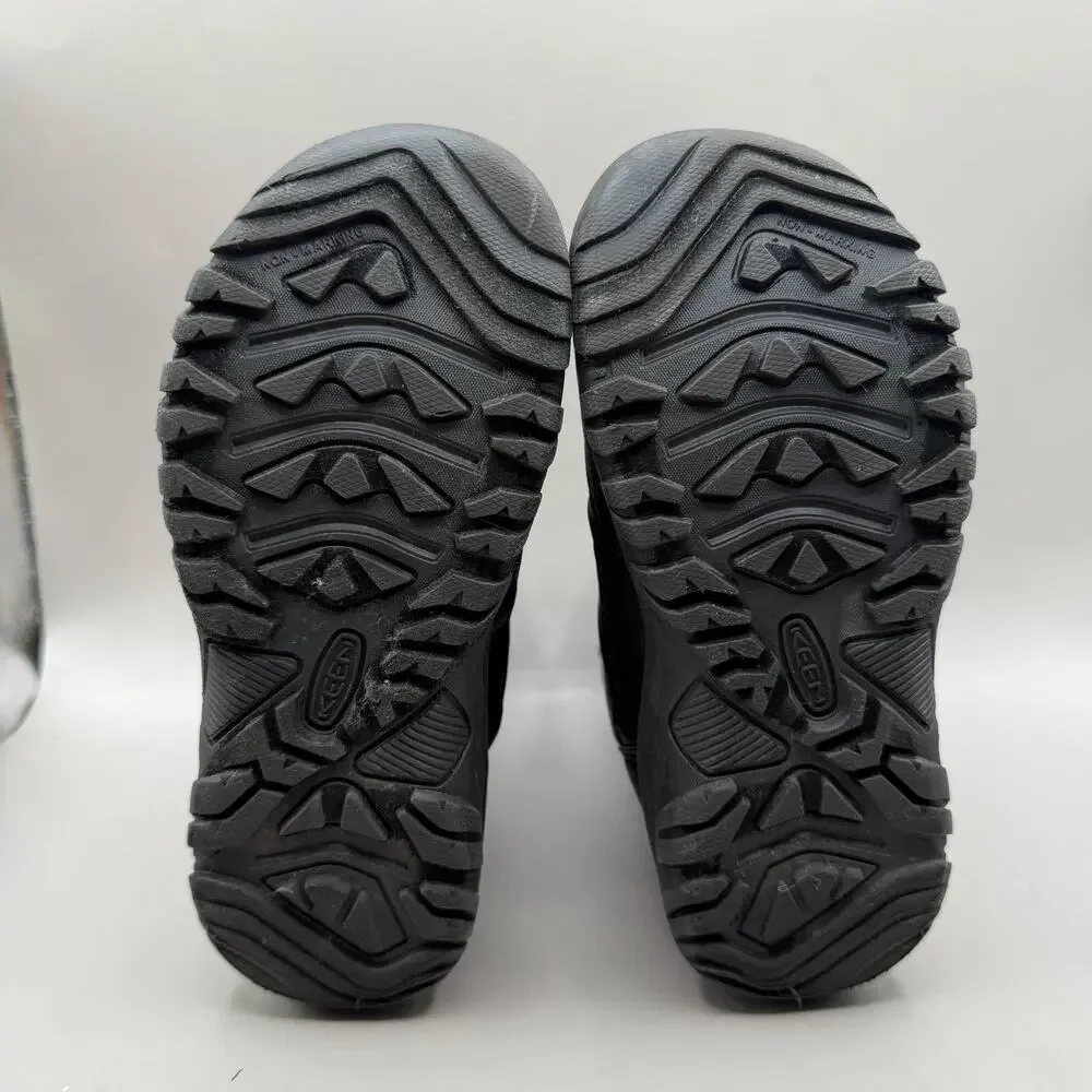 KEEN Puffrider Waterproof Snow Boots Kids Size 1 Black Winter Insulated 1027959